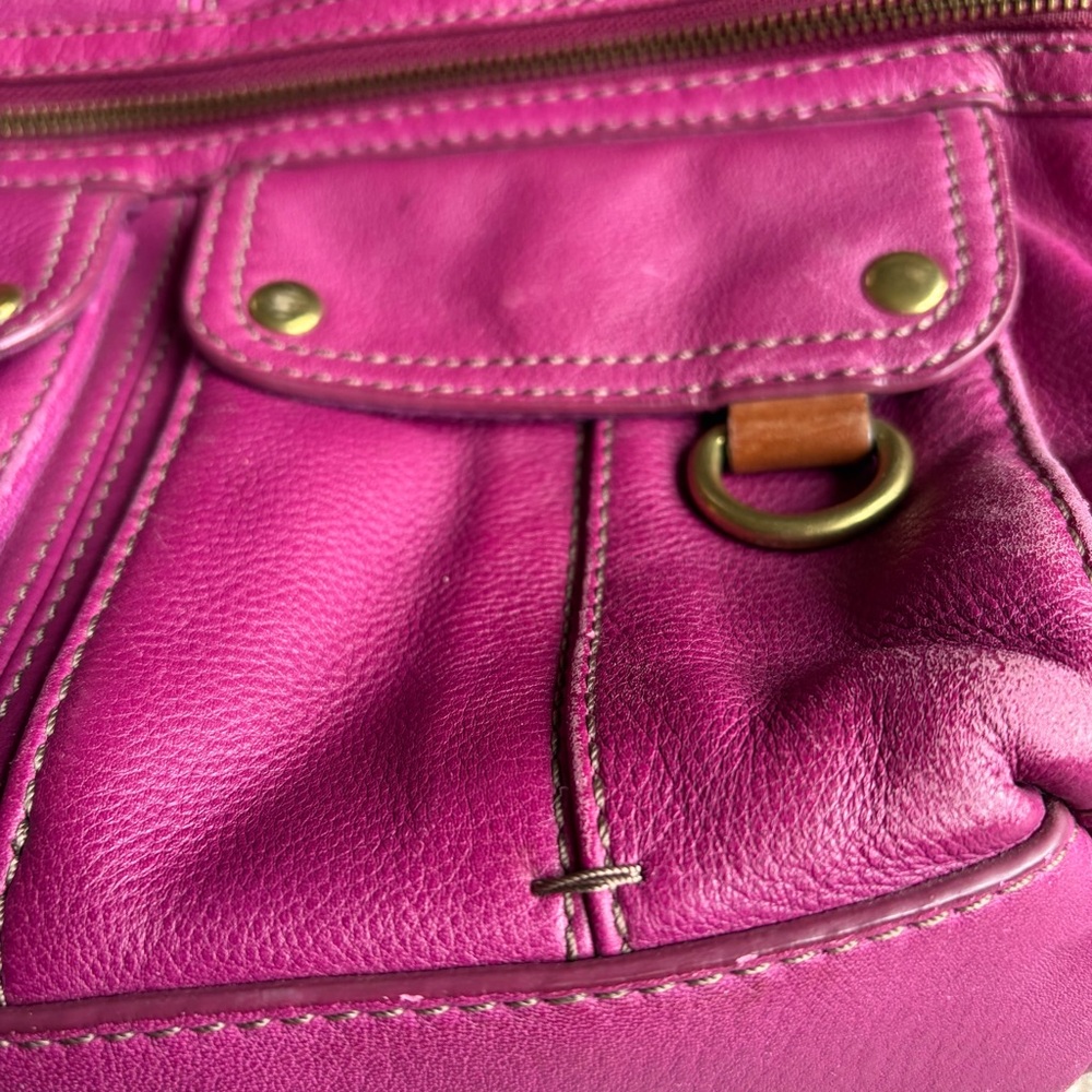 Fossil Magenta Leather Satchel - Picture 3 of 7